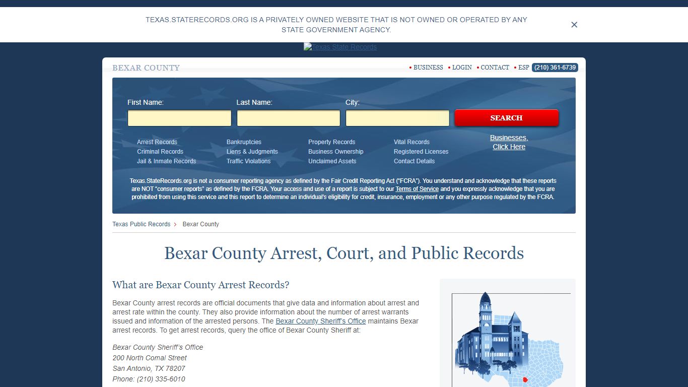 Bexar County Arrest, Court, and Public Records